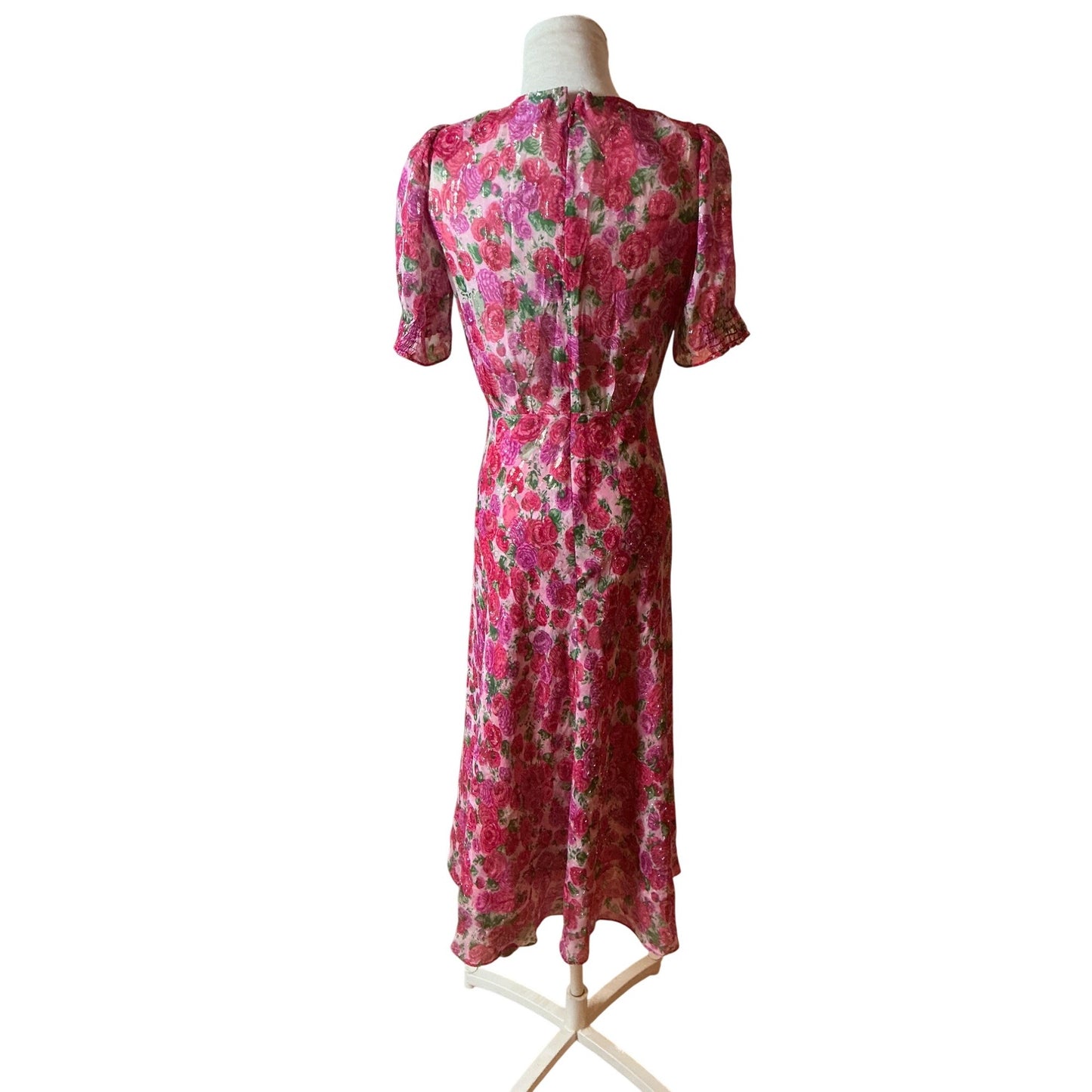 The Kooples Paris Floral Chiffon Midi Dress Feminine Romantic Style Size