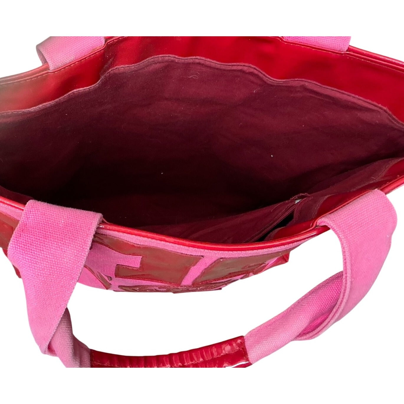 Tory Burch Pink & Red Metallic Logo Tote Bag Large Canvas Shopper Handbag