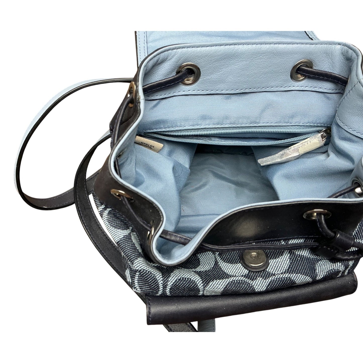 Coach Black Signature Canvas Mini Backpack Leather Trim Drawstring Bag