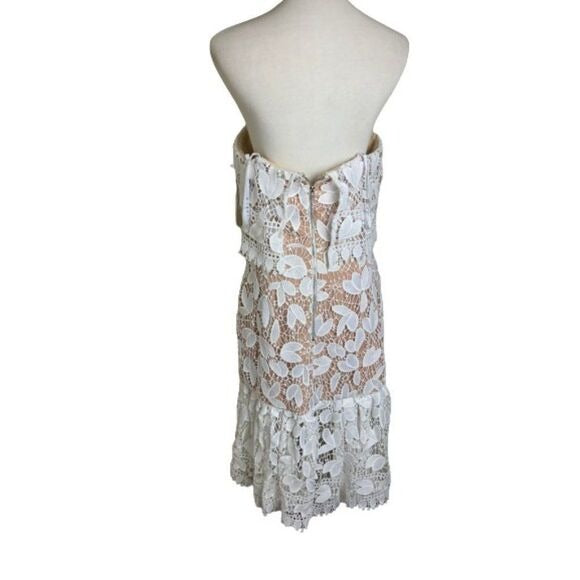 Jarlo Ivory Lace Midi Dress with Scalloped Hem SZ 8