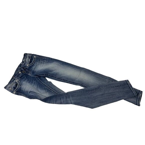 Miss Me Skinny Low Rise Jeans Sz 26 Embellished Bling Pockets Y2K Rodeo