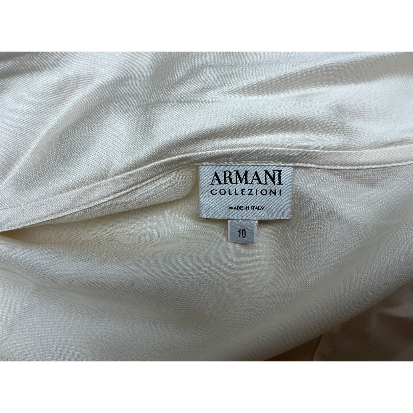 Armani Collezioni Ivory Silk Tie Neck Blouse Luxury Designer Long Sleeve Top Sz 10