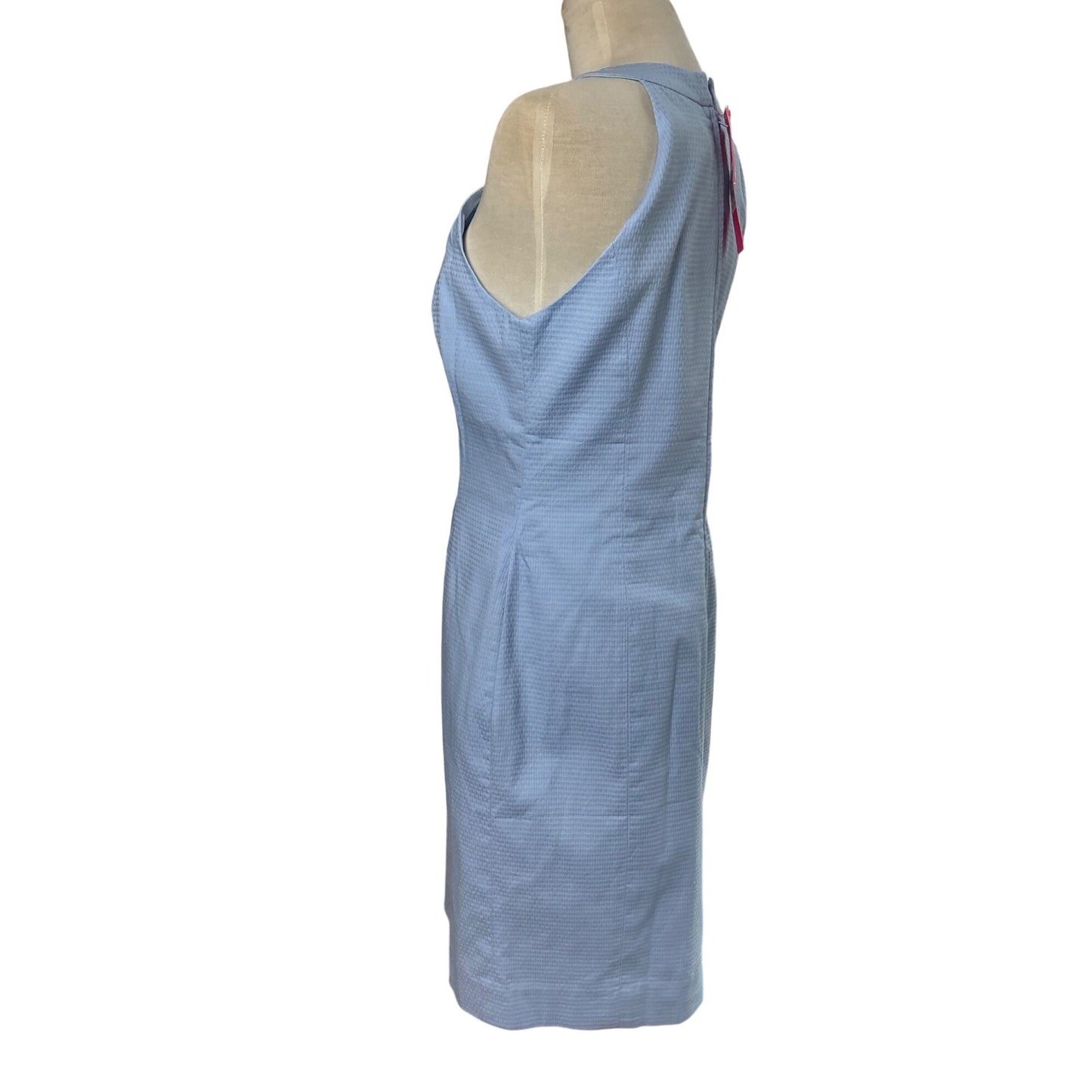NWT Lilly Pulitzer Blue Embroidered Sheath Dress Beaded Halter Keyhole Sz 6