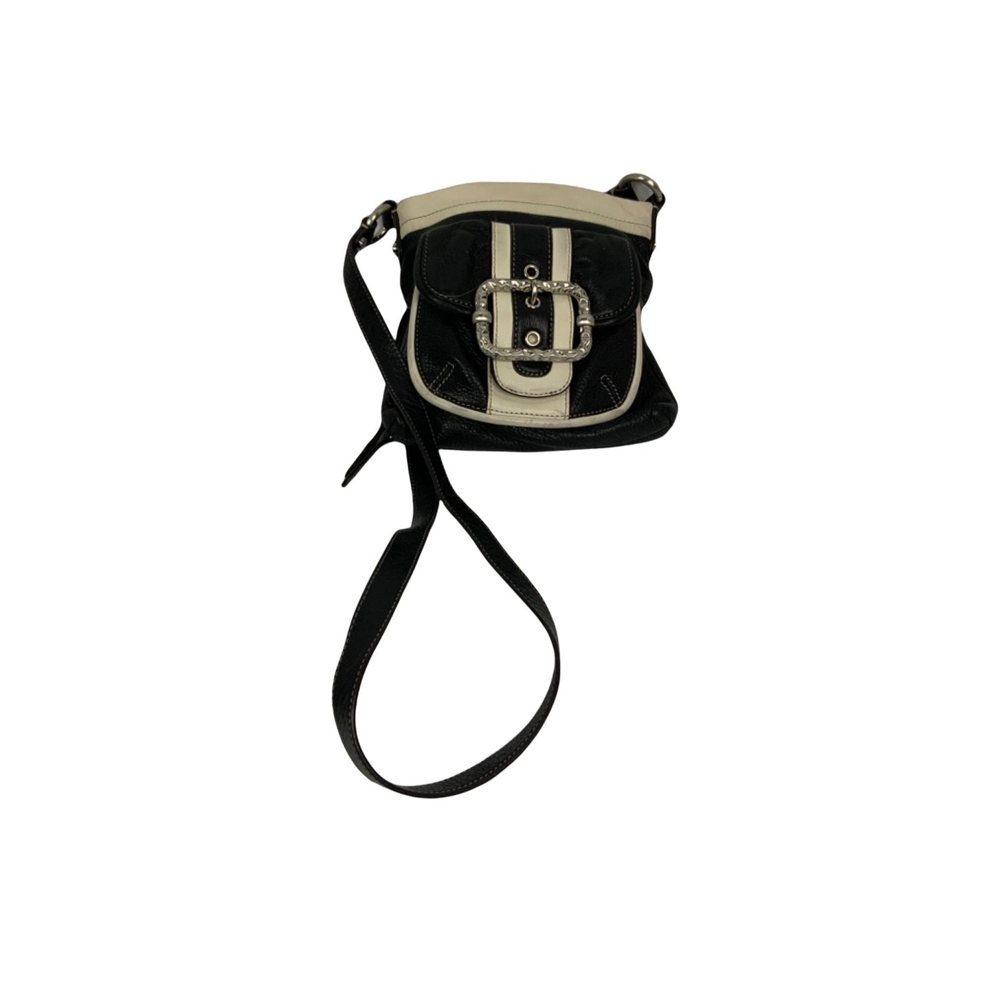 B Makowsky Black and Cream Leather Handbag
