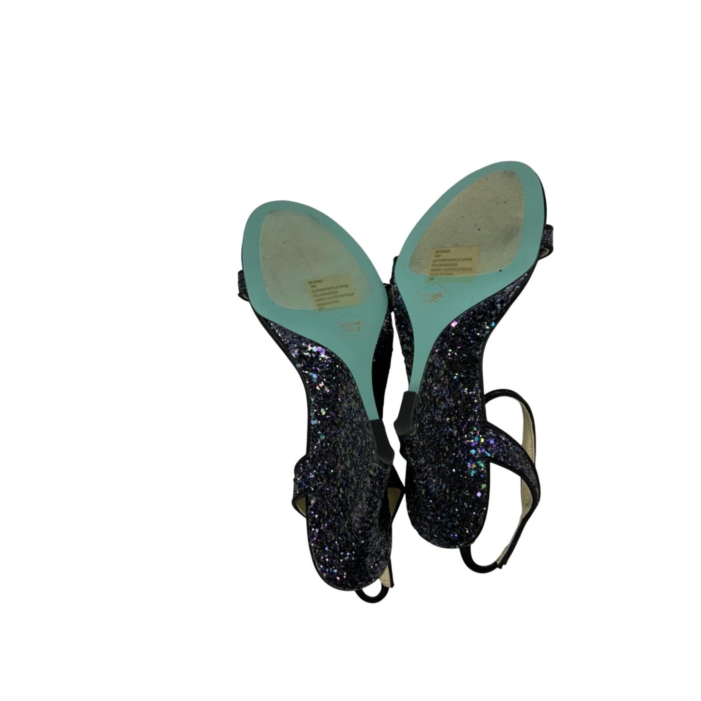 Betsey Johnson Black Glitter Ankle Strap Heels Size 10M