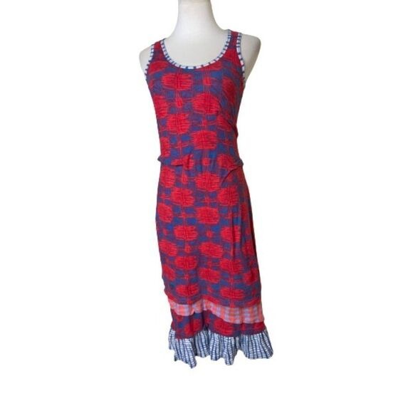 Marc Jacobs Red & Navy Floral Lace Sheath Dress | Sleeveless | XS