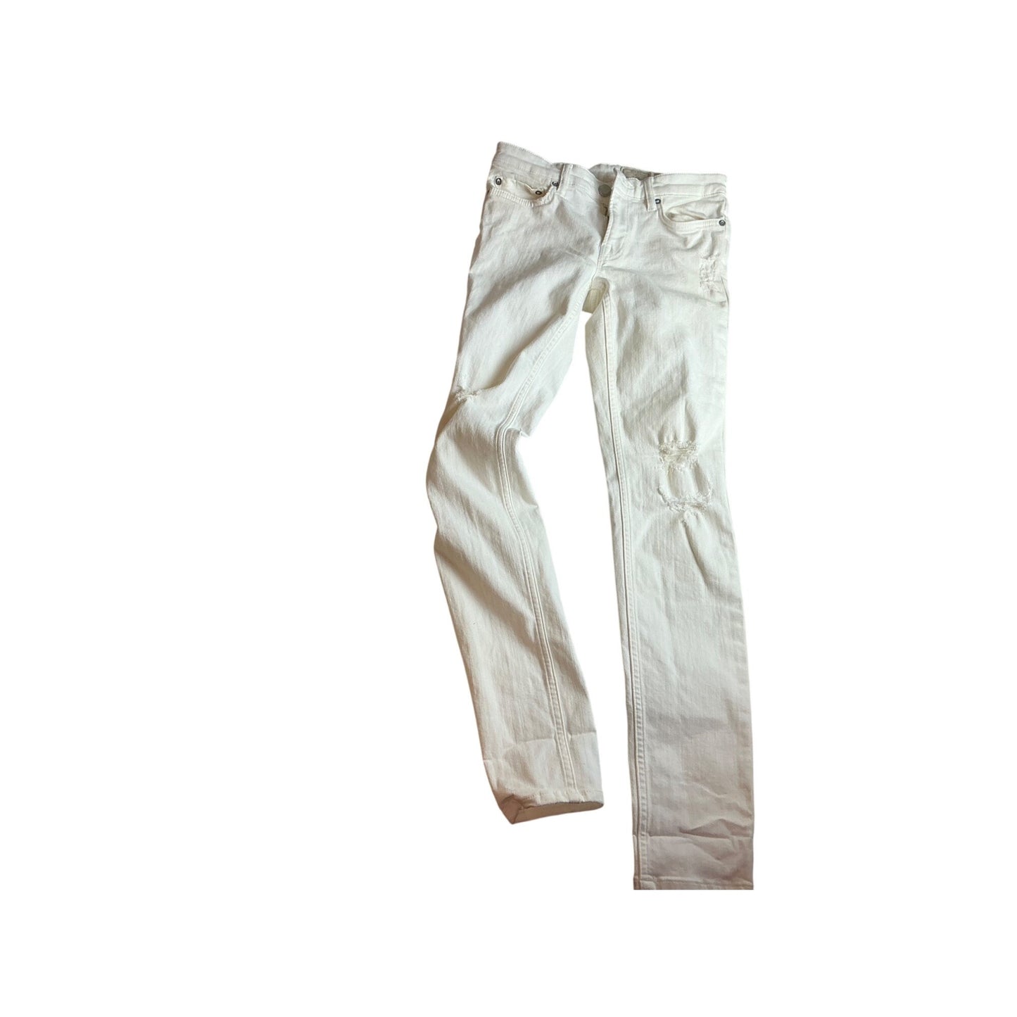 AllSaints White Distressed Skinny Jeans Women’s Size 25 Stretch Denim