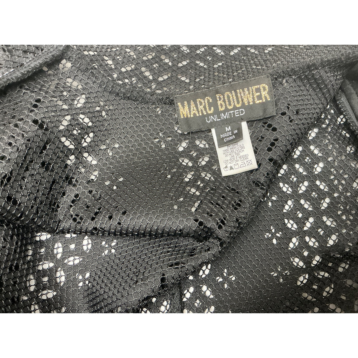 Marc Bouwer Black Eyelet Cutout Zip Front Peplum Jacket Sz M