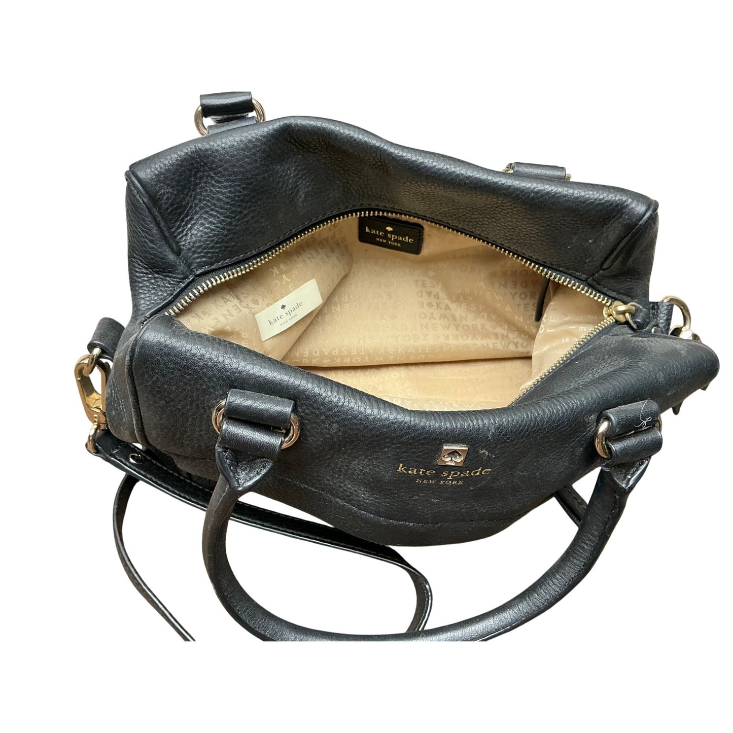 Kate Spade New York Black Pebbled Leather Satchel Crossbody Shoulder Bag