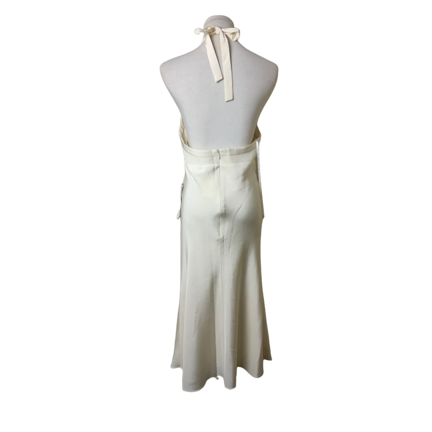 NWT J Crew Ivory Silk Blend Halter Maxi Dress Tie Back Sz10