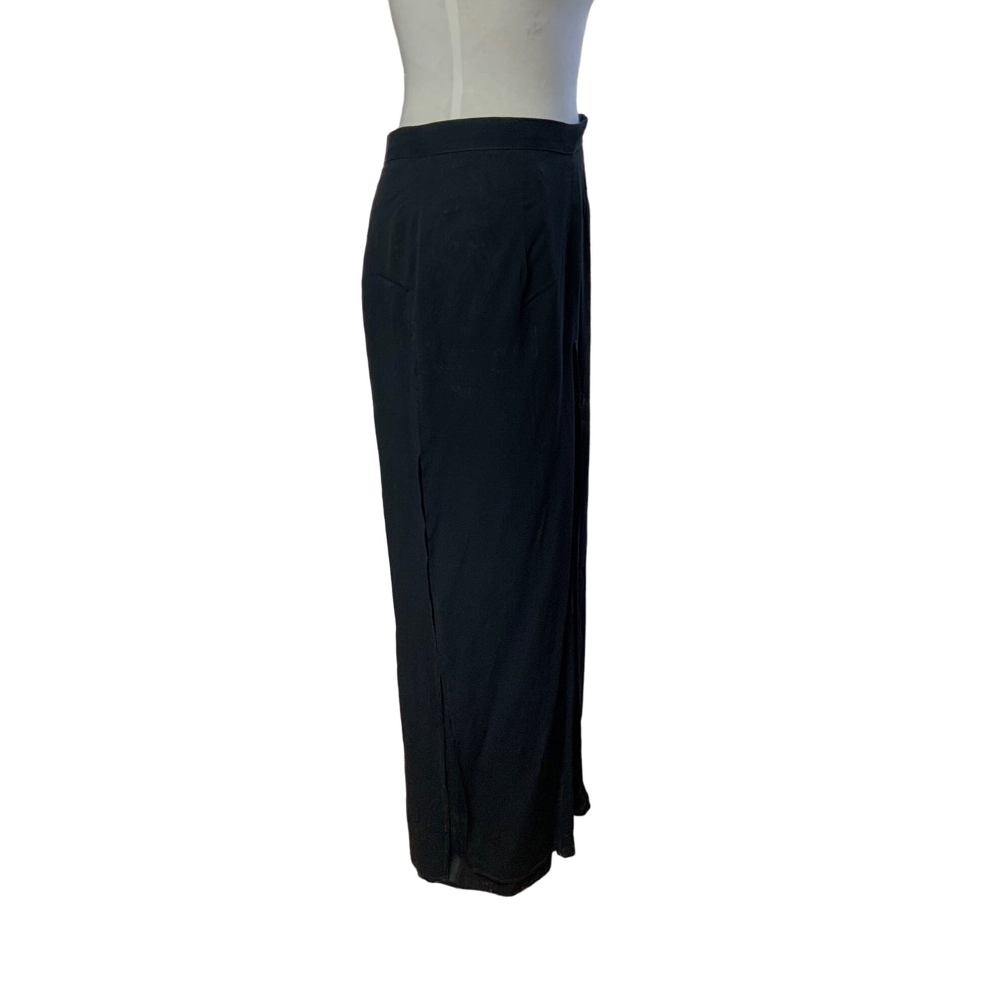 Tadashi Shoji Black Palazzo Pants Sheer Overlay Wide Leg Y2K Glam Size 4