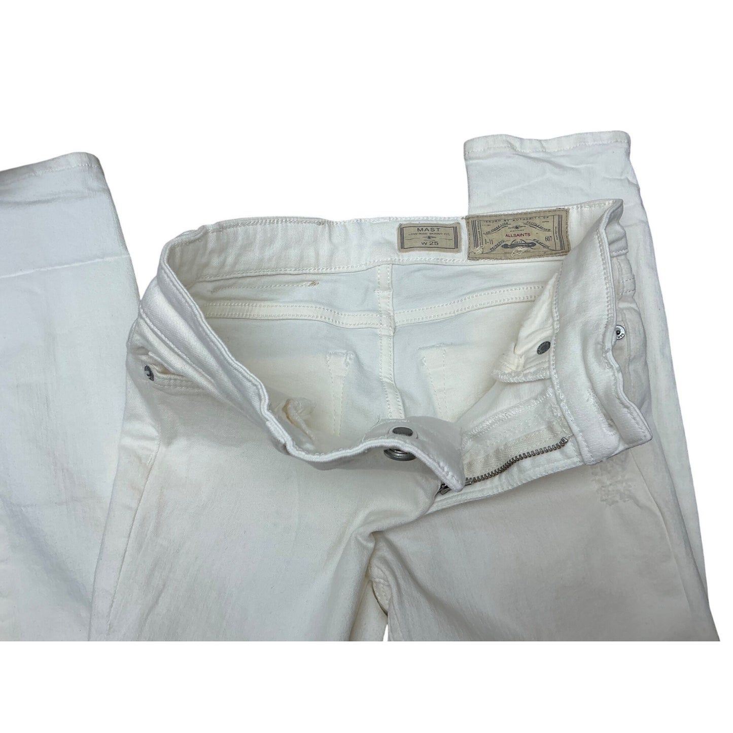 AllSaints White Skinny Jeans Women’s Stretch Denim Ankle Pants So 25