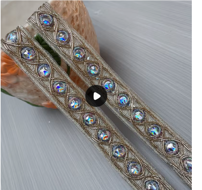 Iridescent crystal metallic trim embellishment