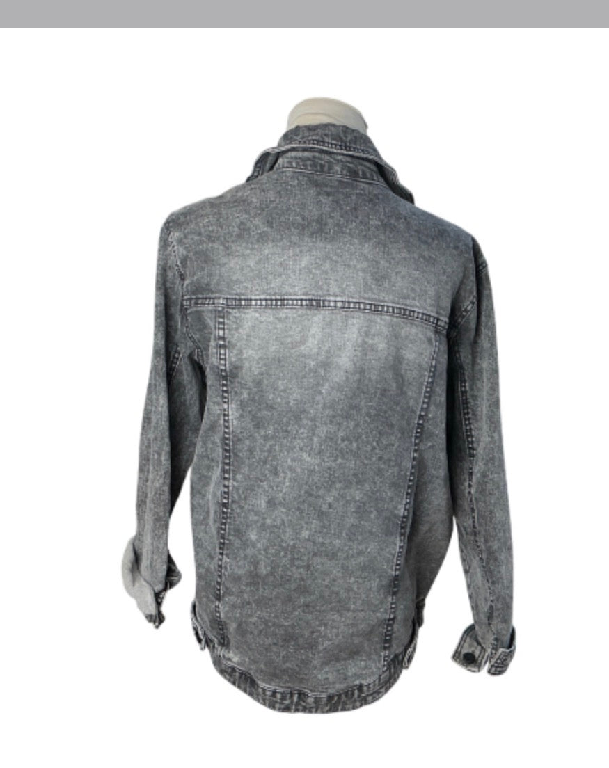Rachel Roy acid wash denim jacket size M back view