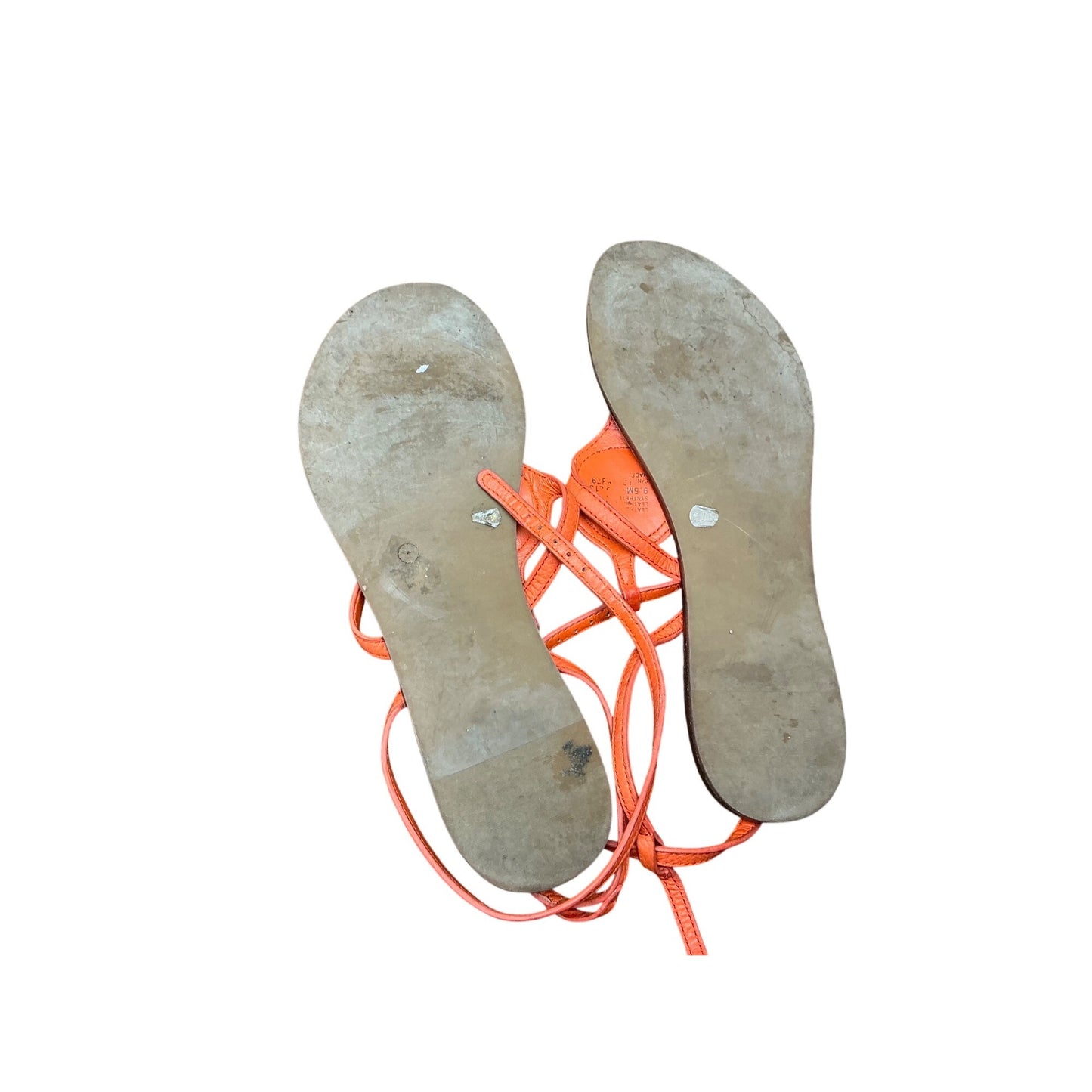 Tory Burch Orange Miller Sandals Logo Medallion Thong Flip Flop Size 9.5M