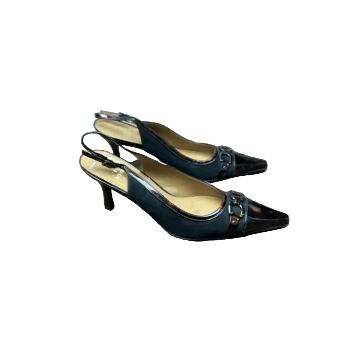 Stuart Weitzman Brown Suede Flats Gold Chain Detail Pointed Toe Shoes Size 9