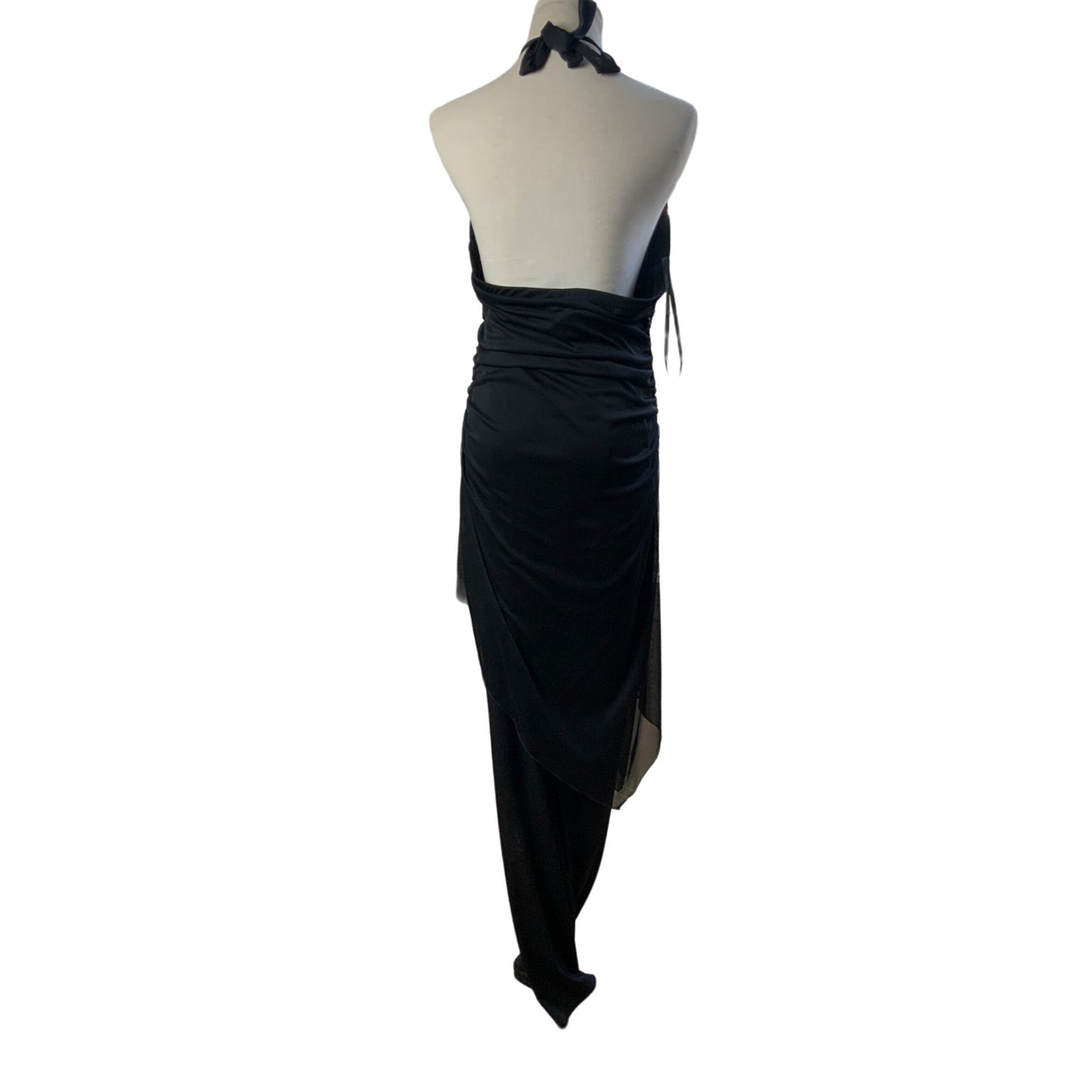 Venus Black Embellished Halter Wide Leg Jumpsuit. Size Large