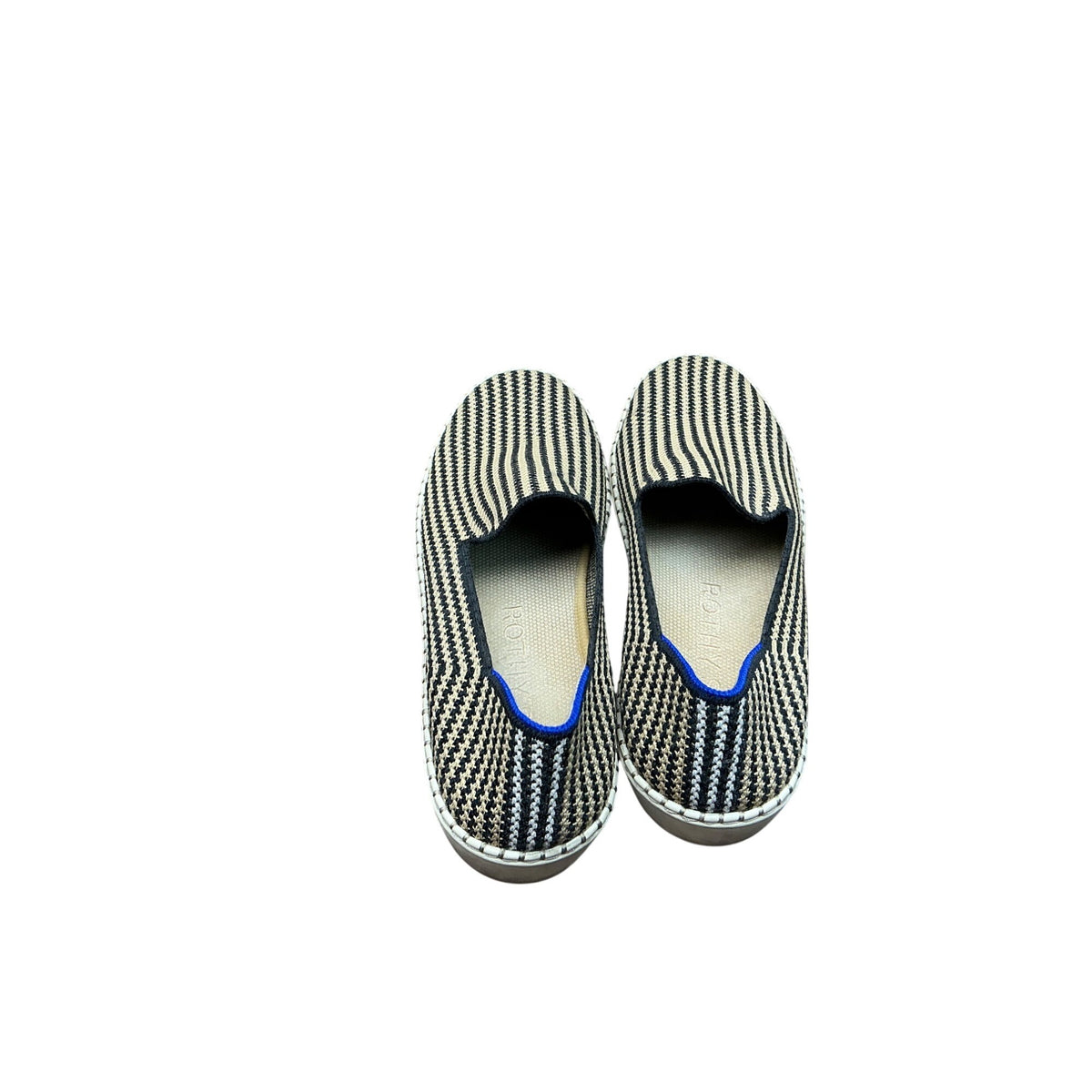 Rothy’s Women’s Striped Knit Pointed Toe Flats Black White Size 8