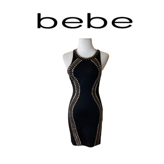 Bebe Sexy Black Studded Dress. Sz XXS