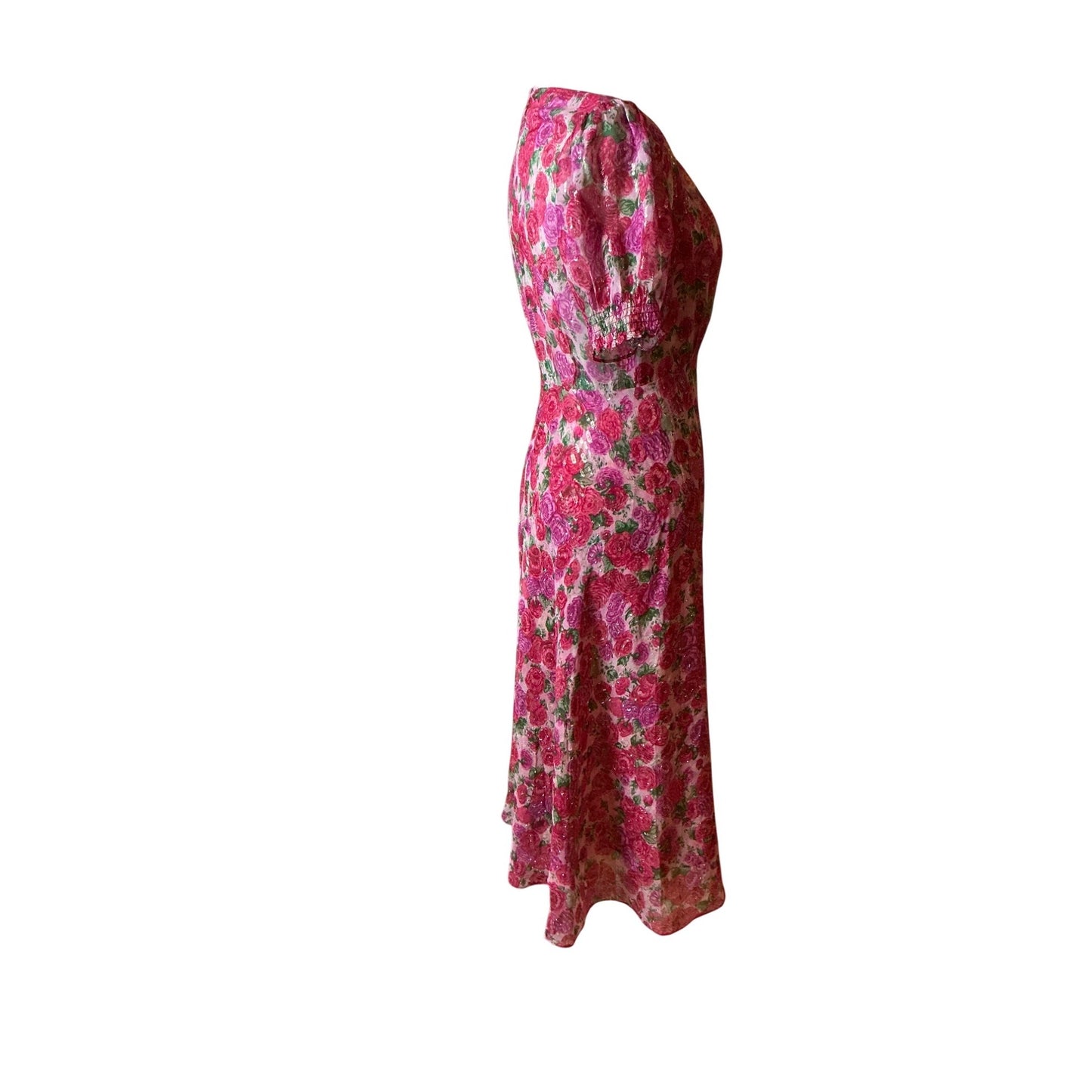 The Kooples Paris Floral Chiffon Midi Dress Feminine Romantic Style Size