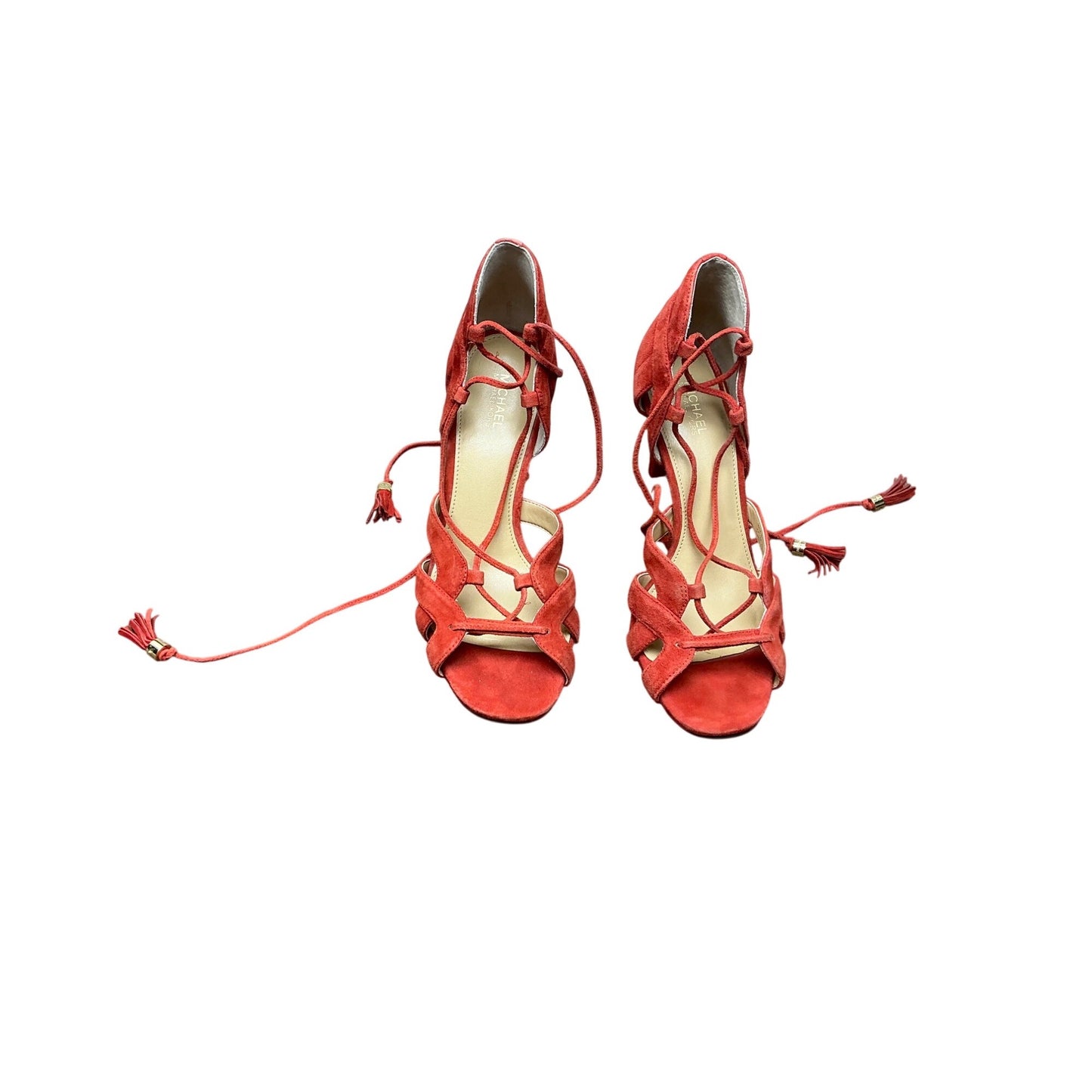 Michael Kors Coral Lace Up Heels Strappy Sandals Suede Stiletto Size 5.5