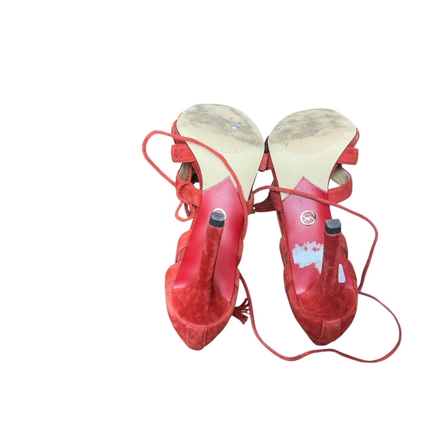 Michael Kors Coral Lace Up Heels Strappy Sandals Suede Stiletto Size 5.5