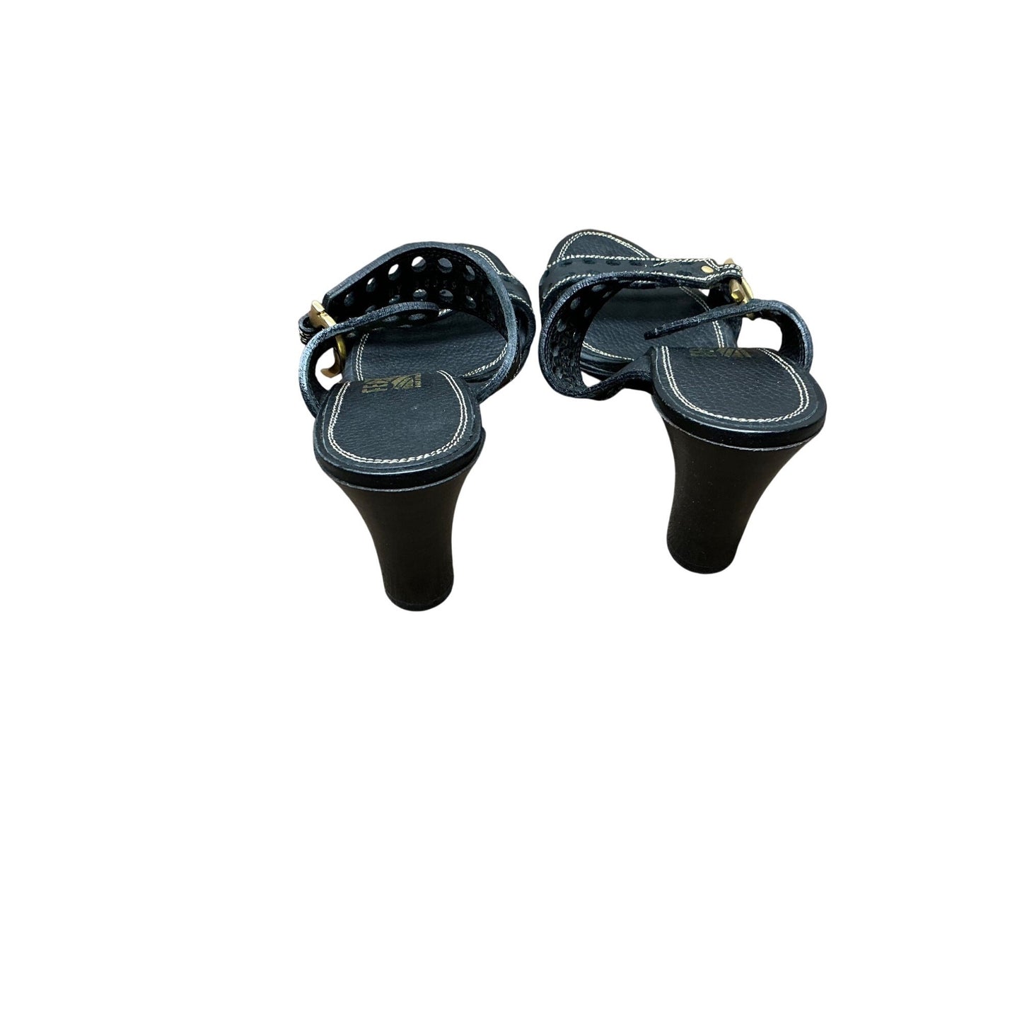 Salvatore Ferragamo Black Leather Studded Heeled Sandals Sz 6.5