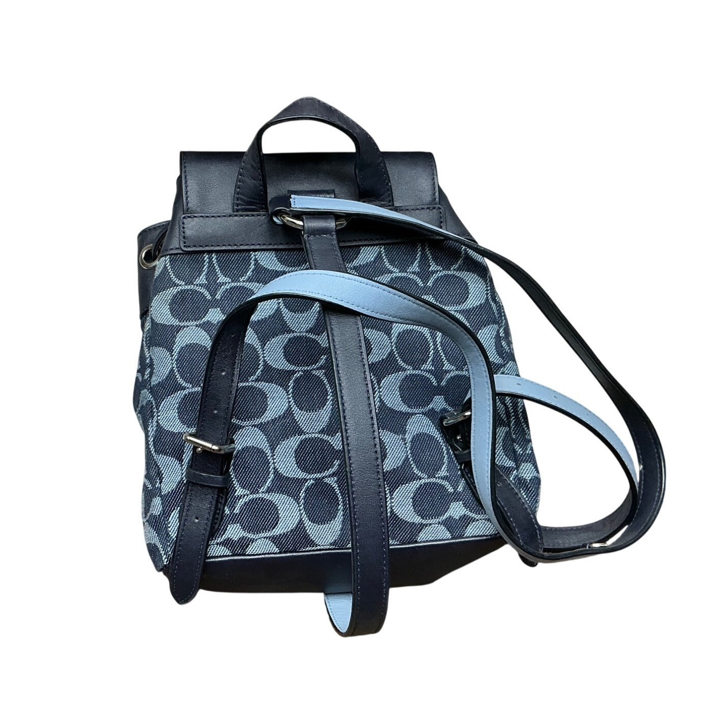 Coach Black Signature Canvas Mini Backpack Leather Trim Drawstring Bag