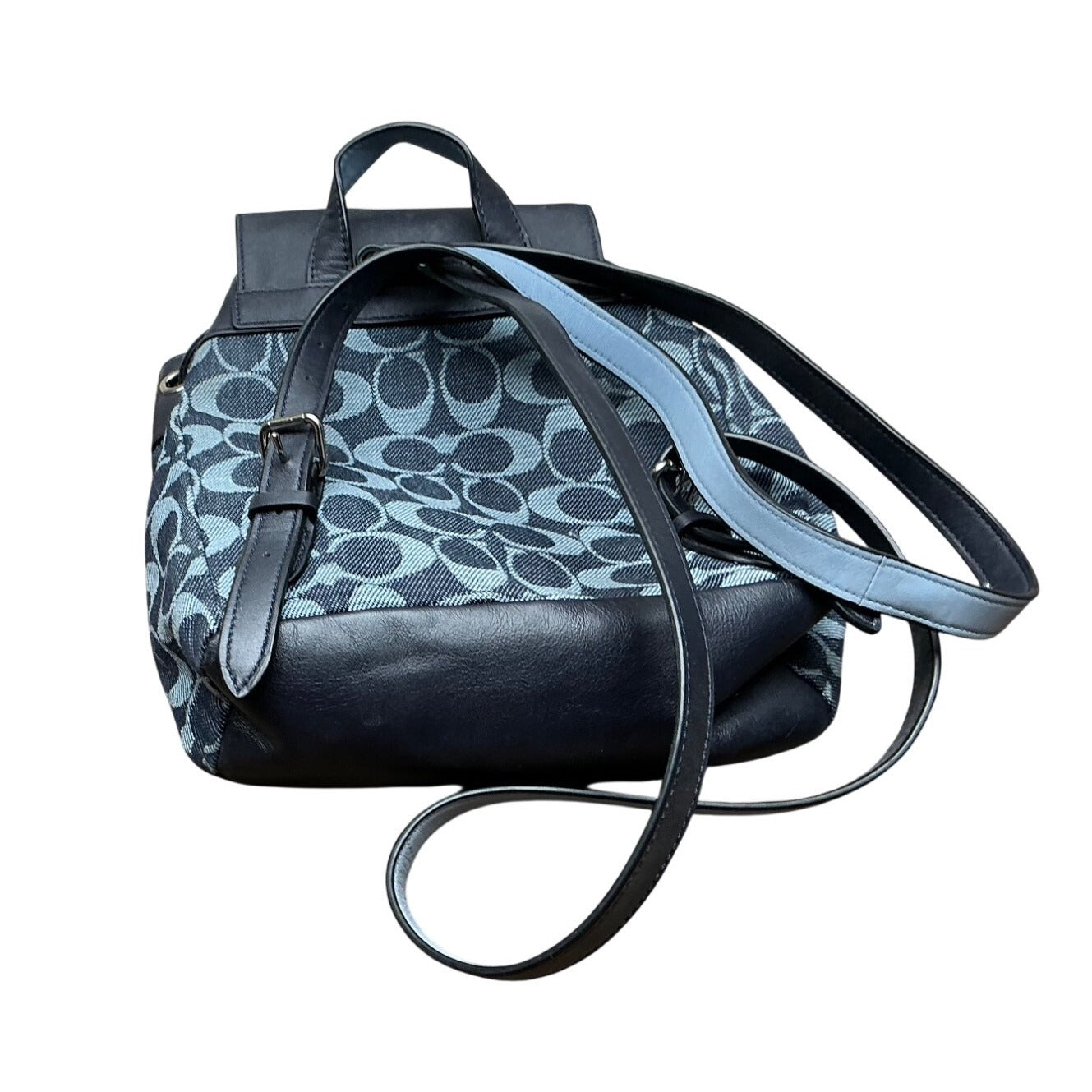 Coach Black Signature Canvas Mini Backpack Leather Trim Drawstring Bag