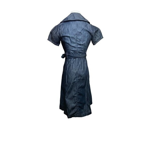 Level 99 Navy Denim Shirt Dress | XS | Belted Casual Utility Style