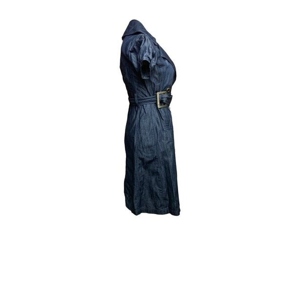 Level 99 Navy Denim Shirt Dress | XS | Belted Casual Utility Style