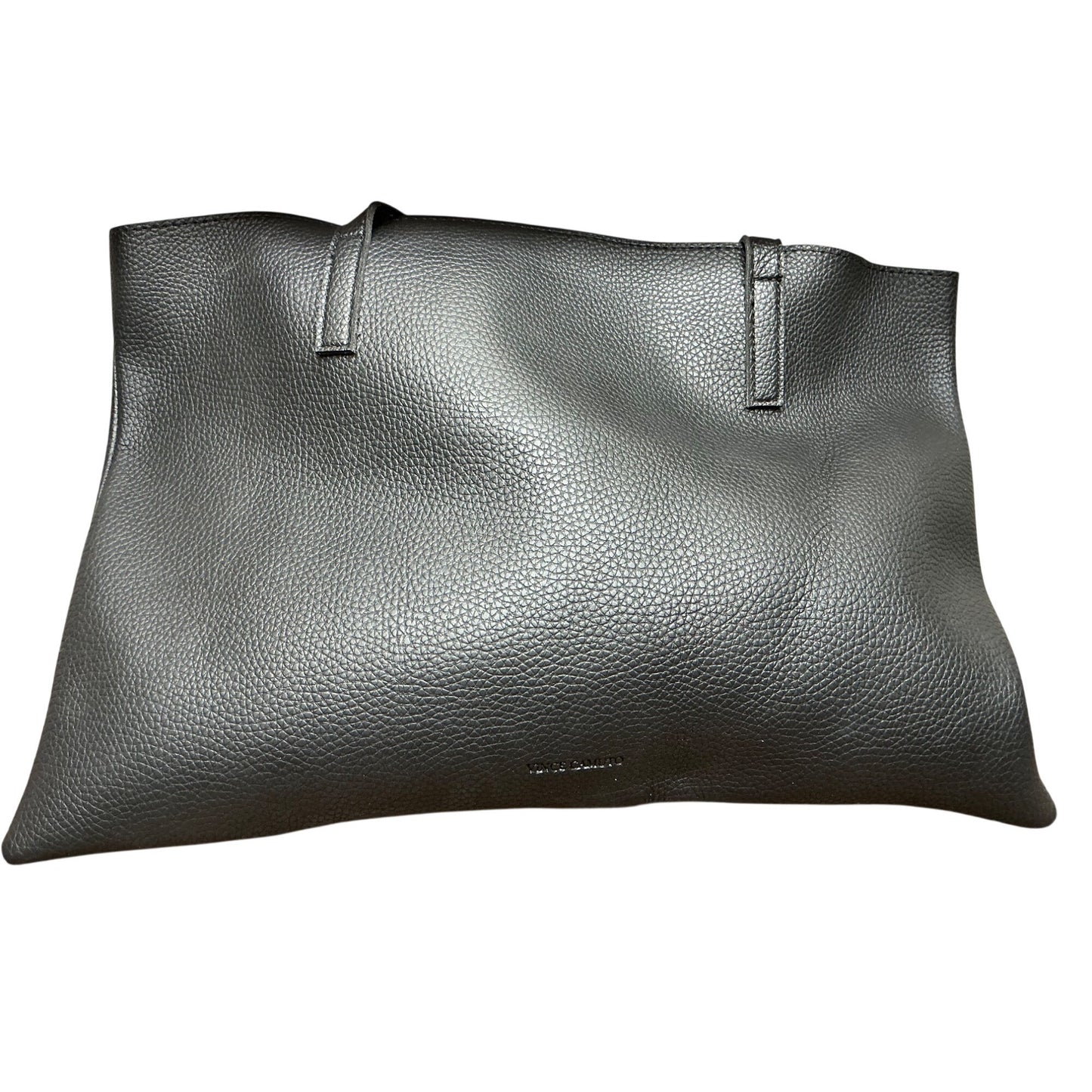 Vince Camuto Black Gray Leather Tote Bag Minimalist Work Tote Large Handbag NWT