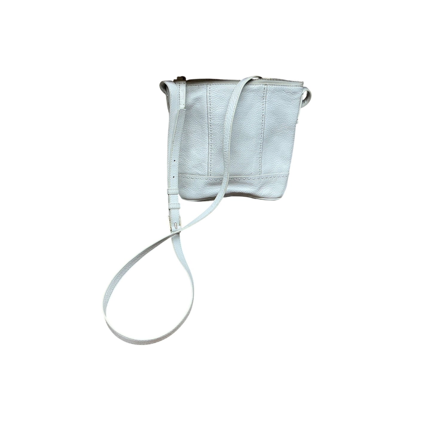 Cole Haan White Pebbled Leather Crossbody Shoulder Bag Adjustable Strap