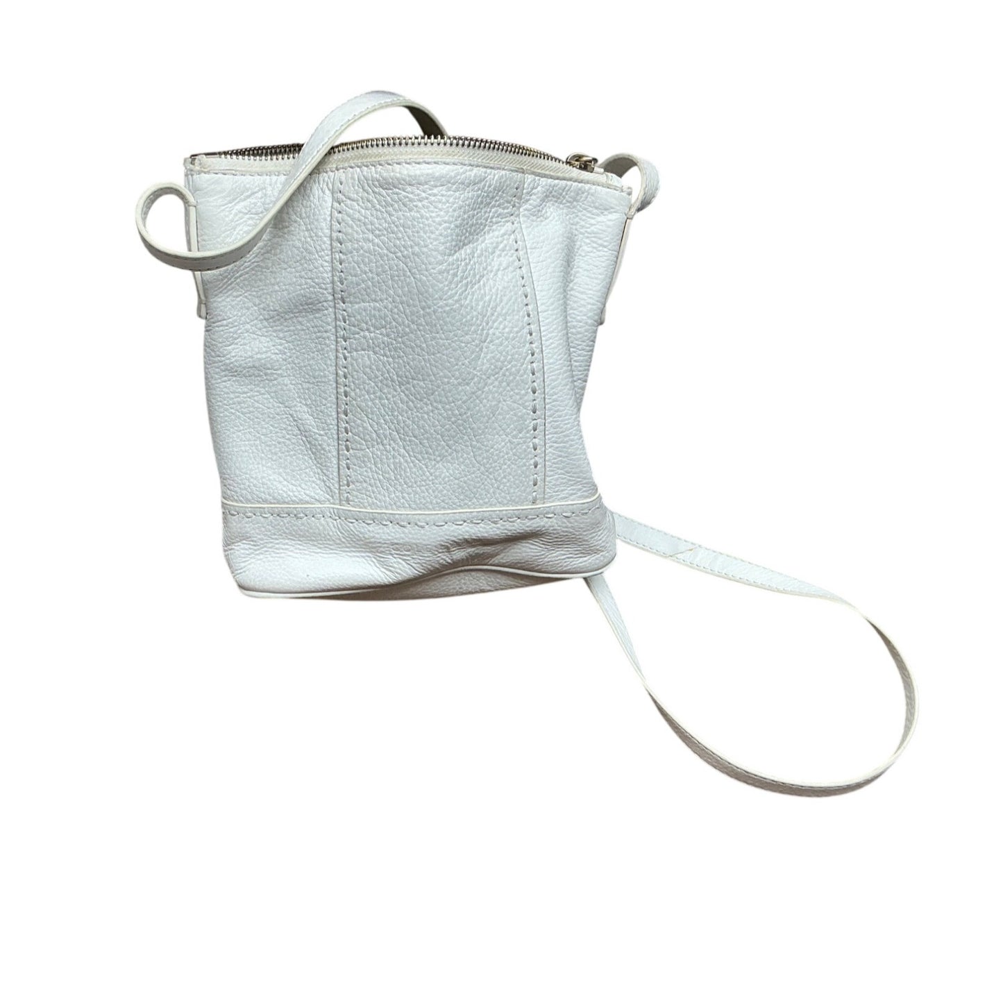 Cole Haan White Pebbled Leather Crossbody Shoulder Bag Adjustable Strap