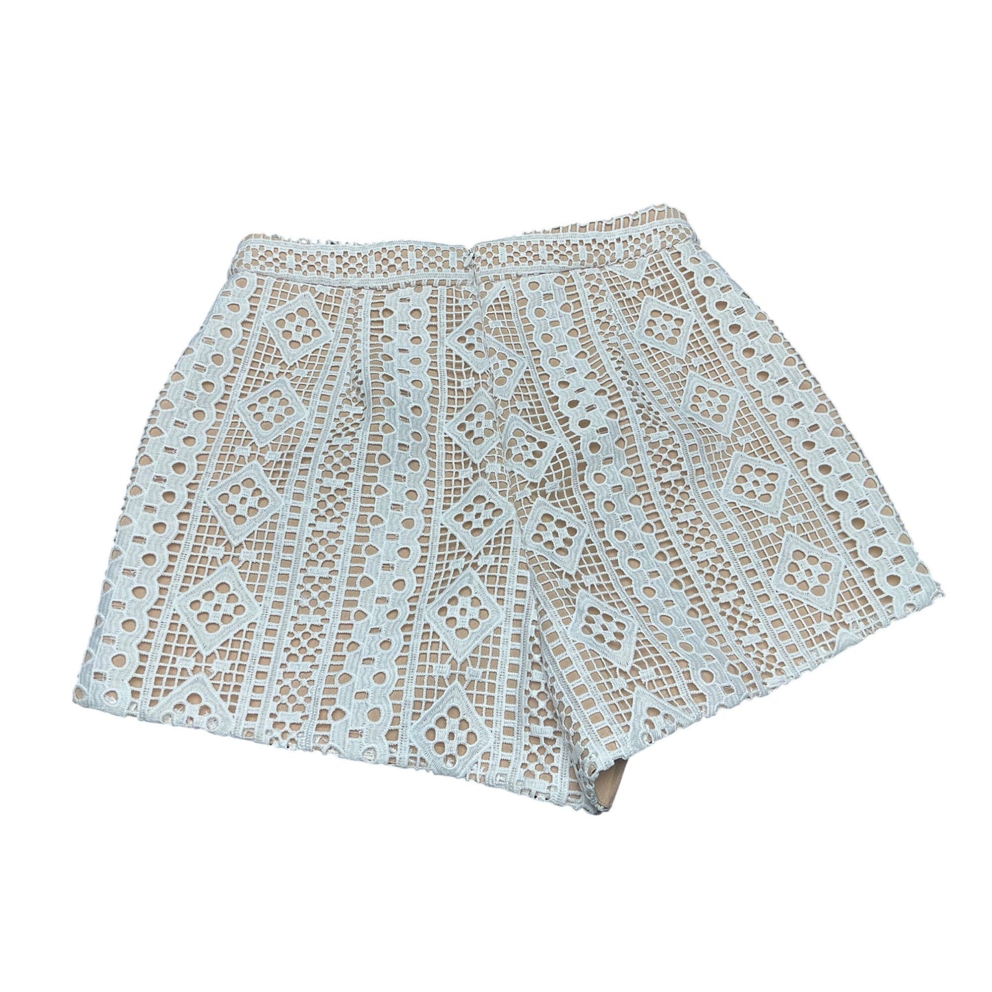 Endless Rose Lace Crochet Shorts Cream Beige Boho High Waist Lined Women’s S