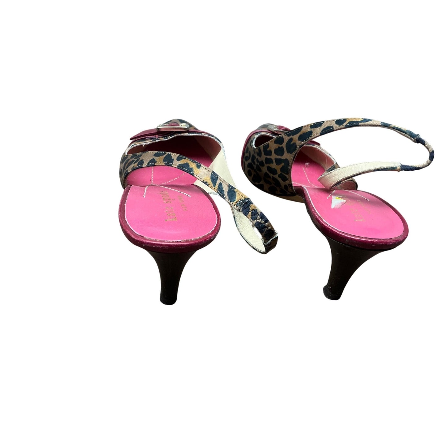 Kate Spade Leopard Slingback Kitten Heel Pumps Pointed Toe Red Buckle  Sz7.5