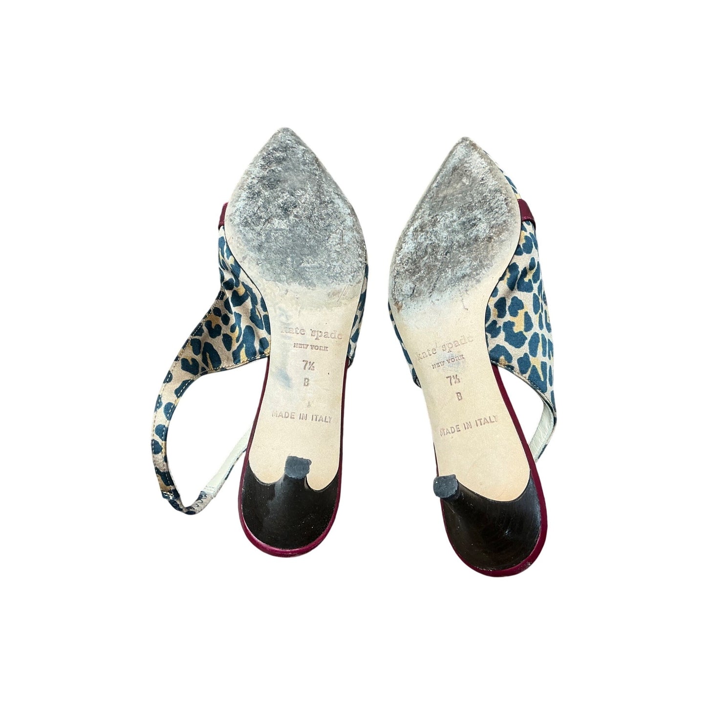 Kate Spade Leopard Slingback Kitten Heel Pumps Pointed Toe Red Buckle  Sz7.5