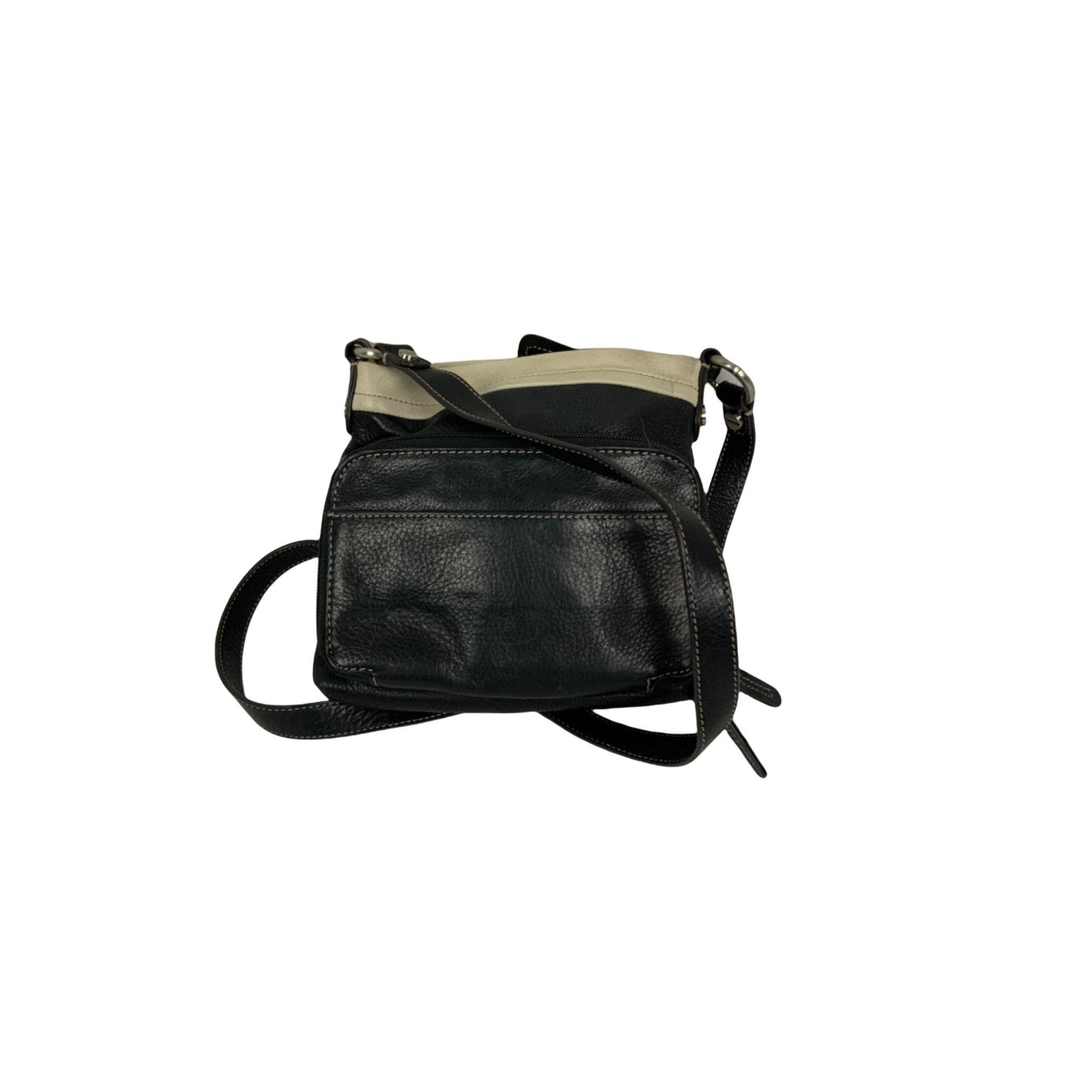 B Makowsky Black and Cream Leather Handbag