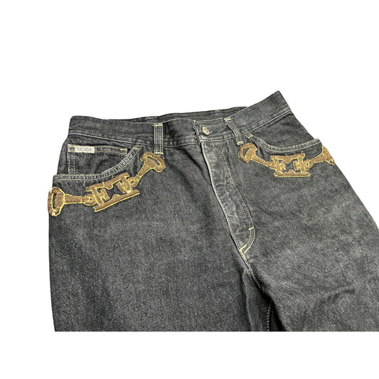 Escada Sport Dark Wash Straight Leg Designer Jeans Contrast Stitch Denim Pants  Sz 42