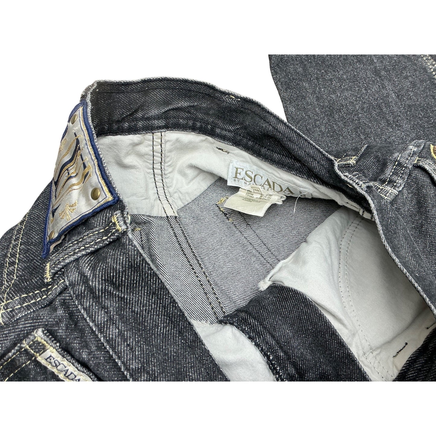 Escada Sport Dark Wash Straight Leg Designer Jeans Contrast Stitch Denim Pants  Sz 42