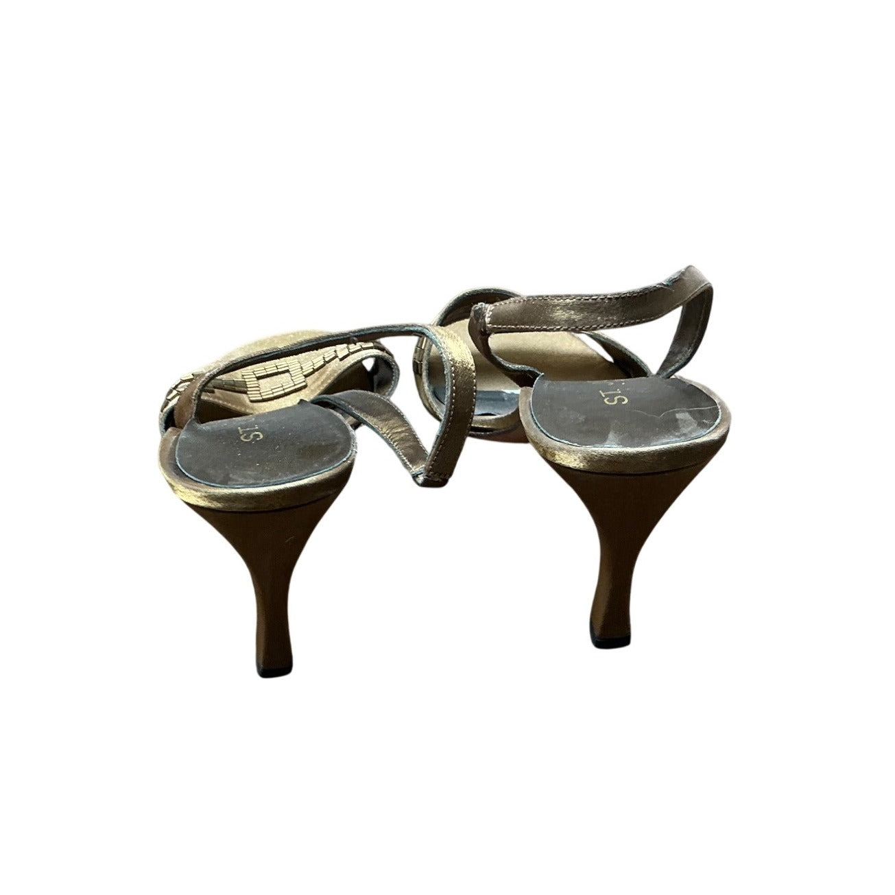 St. John Metallic Bronze Slingback Sandals Embellished Strap Heels Size 6.5