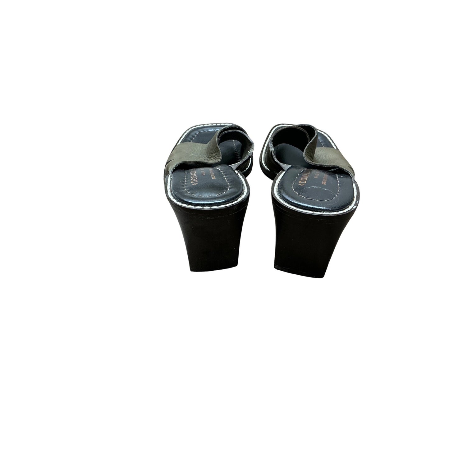 Donald Pliner Olive Green Leather Slide Sandals Minimalist Wide Strap Comfort Chic Sz 6.5 M