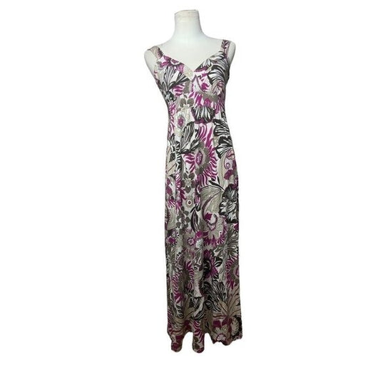 Ann Taylor Pink Floral V-Neck Maxi Dress – Size S