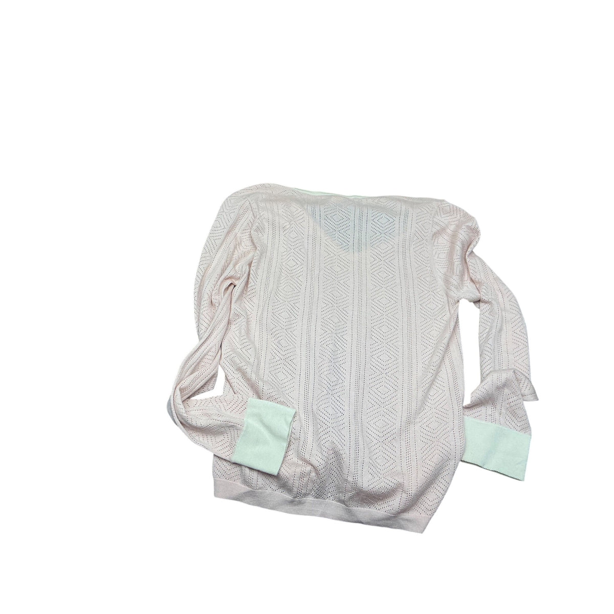 TSE Say Women’s Silk Cashmere Pointelle V-Neck Sweater Blush Mint Size L