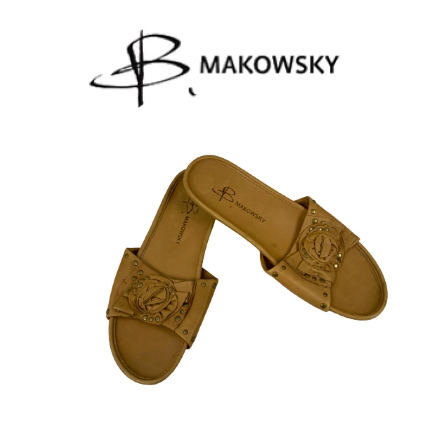 B Makowsky Tan Leather Sandals. Sz 10M