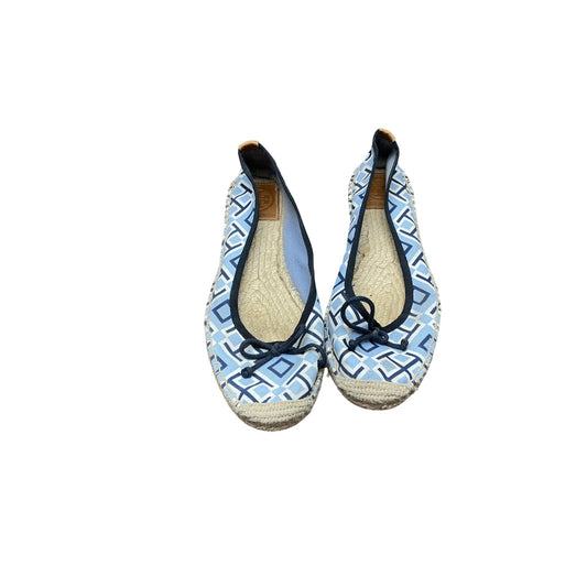 Tory Burch Blue Geometric Print Espadrille Ballet Flats Women’s SZ 7