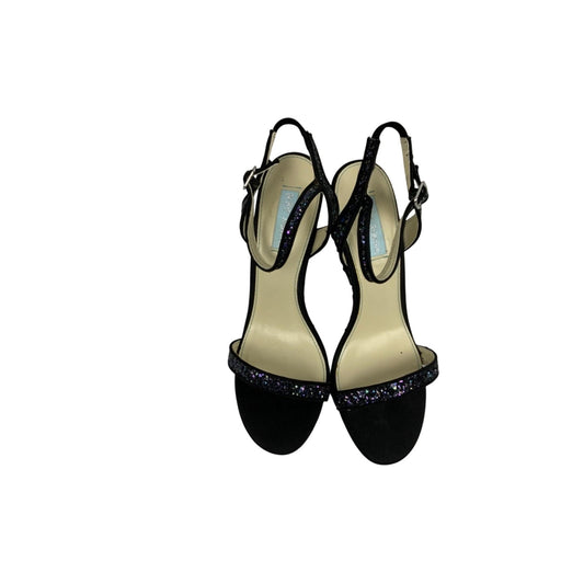 Betsey Johnson Black Glitter Ankle Strap Heels Size 10M