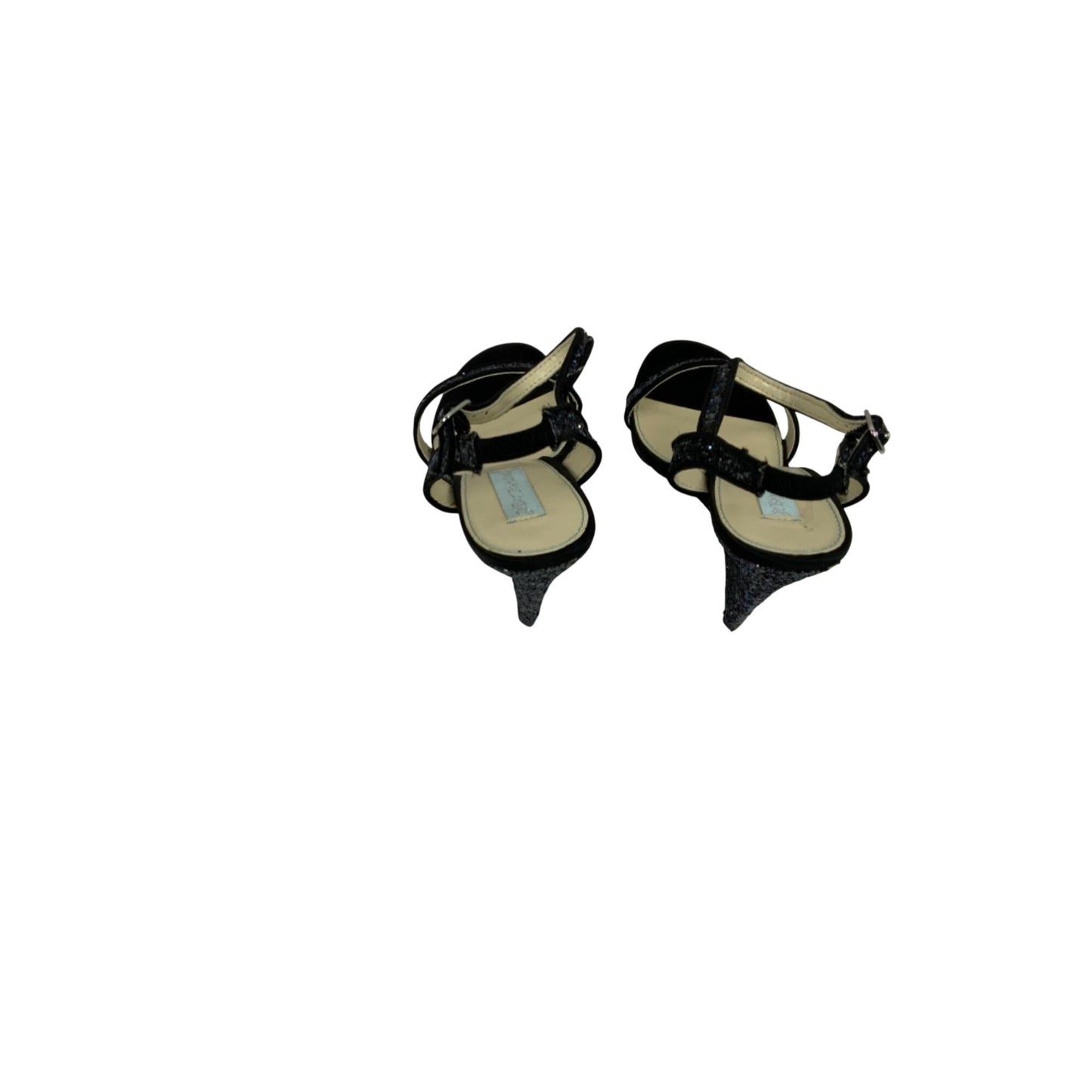Betsey Johnson Black Glitter Ankle Strap Heels Size 10M