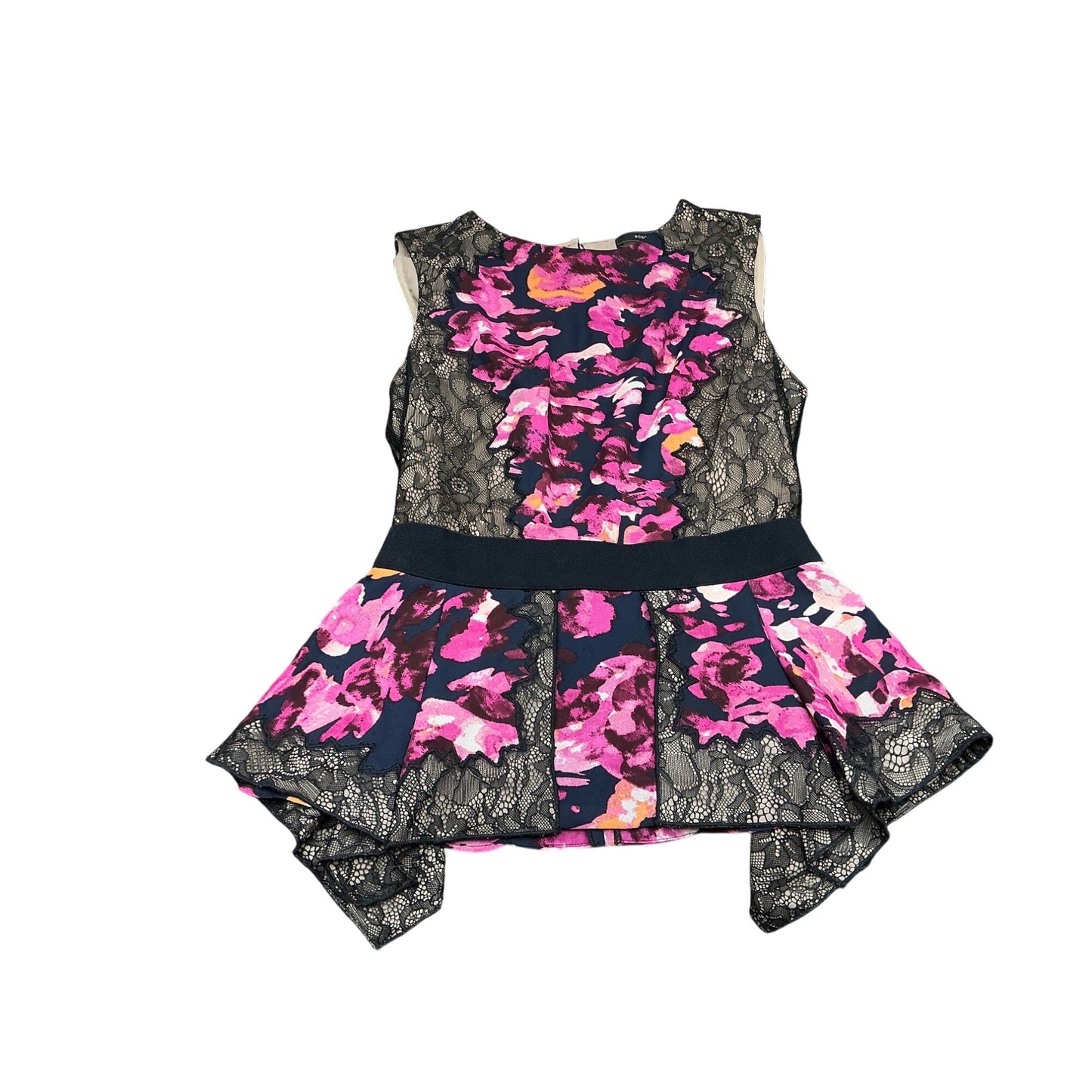 BCBG Max Azria Floral Lace Peplum Cocktail Dress  Sz XS