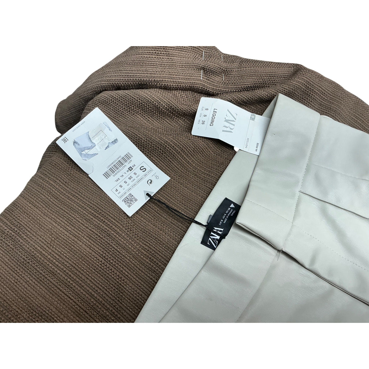 Zara Women’s Faux Leather High Waisted Pants Beige  NWT Size S